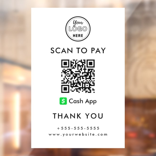 QR-Code-Prüfung für berufliche Cash-App-Logos Fensteraufkleber (Blatt 2)