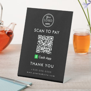 QR-Code-Prüfung für berufliche Cash-App-Logos Sockelschild
