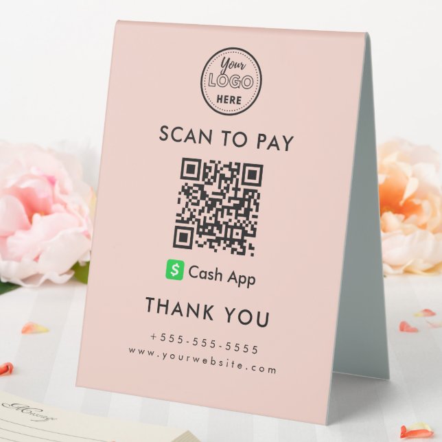 QR-Code-Prüfung für berufliche Cash-App-Logos Tischaufsteller (In Situ (Hochzeit))