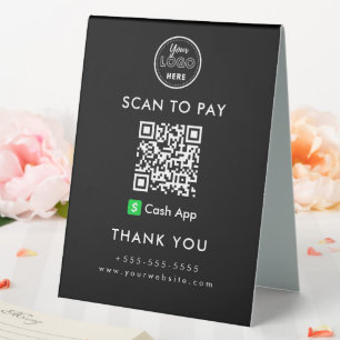 QR-Code-Prüfung für berufliche Cash-App-Logos Tischaufsteller