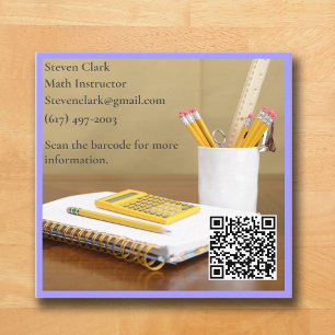 QR-Code-Rechner Lila Tutor Mathelehrer Quadratische Visitenkarte