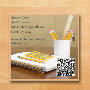 QR-Code-Rechner Orange Tutor Mathematiklehrer Quadratische Visitenkarte