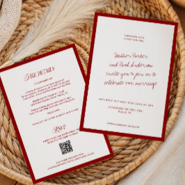 QR Code Red Classic Minimalistisch Wedding Einladung