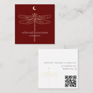 QR Code Red Square Biz Card Quadratische Visitenkarte