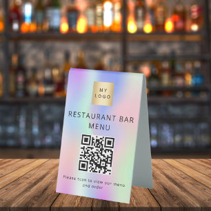 QR-Code Restaurant Café Bar Scan Menü holografisch Tischaufsteller