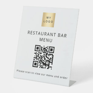 QR-Code Restaurant Café Bar Scan Menü Logo Sockelschild