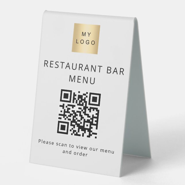 QR-Code Restaurant Café Bar Scan Menü Logo Tischaufsteller (Vorderseite)