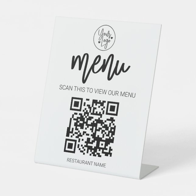 QR Code Restaurant Menü Business-Logo Beruflich Sockelschild (Vorderseite)