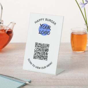 QR-Code Restaurant Minimalistisch Sockelschild
