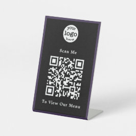 QR-Code-Restaurant mit Lila, schwarzem Logo Sockelschild