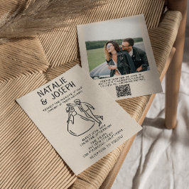 QR-Code Retro Hand Drawn Quirky Foto Hochzeit Einladung