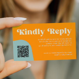 QR-Code Retro-Hochzeitsbudget Online-RSVP Begleitkarte