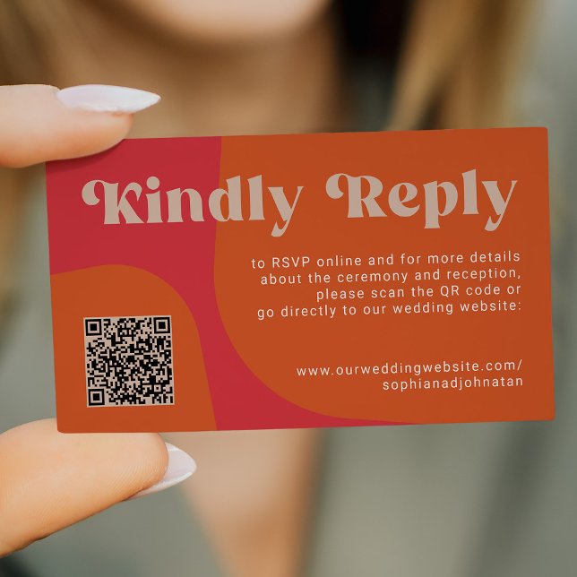 QR-Code Retro-Hochzeitsbudget Online-RSVP Begleitkarte (Von Creator hochgeladen)