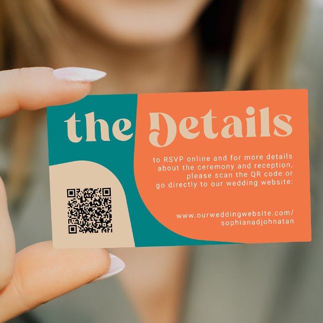 QR-Code Retro-Hochzeitsdetails RSVP-Website Begleitkarte (Von Creator hochgeladen)