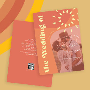 QR-Code Retro Orangencreme fett FOTO uAwg Hochzeit Einladung