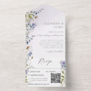 QR Code Romantische Wildblume All In One Einladung