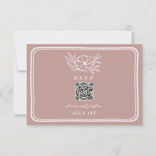 QR Code Rosa Blumenzange QR UAWG RSVP Karte (Vorderseite)