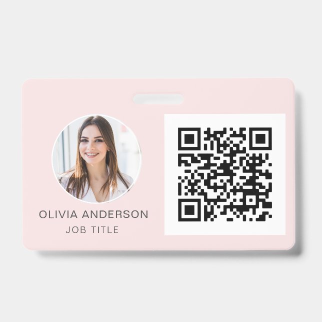 QR-Code Rosa Foto Business Card Ausweis (Vorderseite)