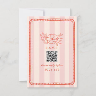 QR Code Rosa Streifen Blumenzange QR UAWG RSVP Karte