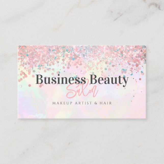 QR Code Rose Gold Glitzer Holografisch Rosa Schönh Visitenkarte (Vorderseite)