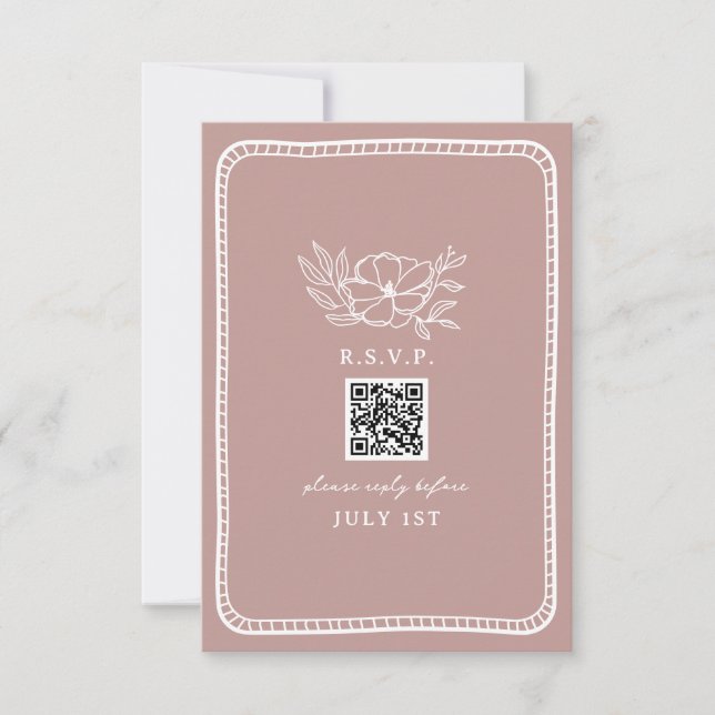 QR Code rose Mariage Floral QR RSVP (Devant)