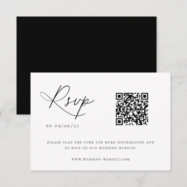 QR Code RSVP Card für zeitgenössische Chic Wedding Karte (Vorne/Hinten)