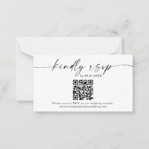 QR-Code RSVP-Karte   Modernes Minimalistisches Hoc Mitteilungskarte