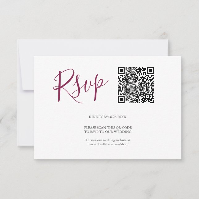 QR-Code RSVP-Karten Burgundy RSVP Karte (Vorderseite)