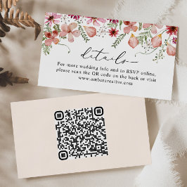QR Code Rustic Wedding Details Enclosure Card Visitenkarte