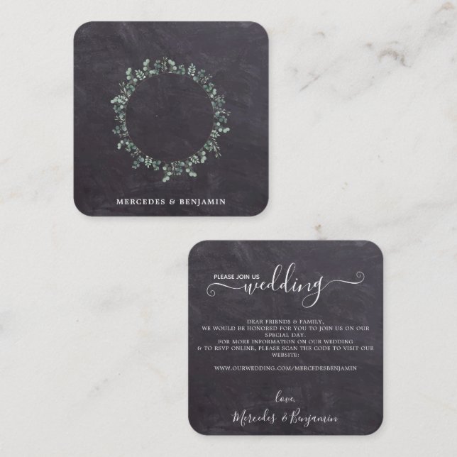 QR Code Rustikale botanische Hochzeitseinladung Begleitkarte (Vorne/Hinten)