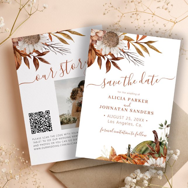 QR-Code rustikale Hochzeit der Terracotta Save The Date (Von Creator hochgeladen)