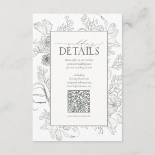 QR-Code Sage Green Floral Wedding Details Begleitkarte