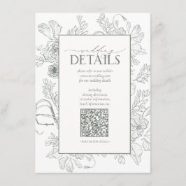 QR-Code Sage Green Floral Wedding Details Begleitkarte