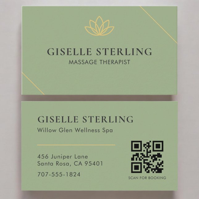QR-Code Sage Green Massage-Therapeut Visitenkarte (Von Creator hochgeladen)