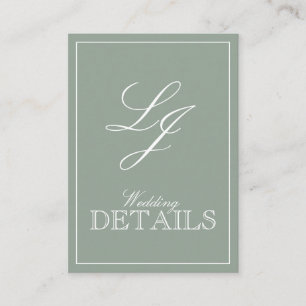 QR Code Sage Green Script Monogram Wedding Details Begleitkarte