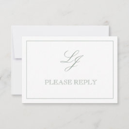 QR Code Sage Green Script Monogram Wedding RSVP