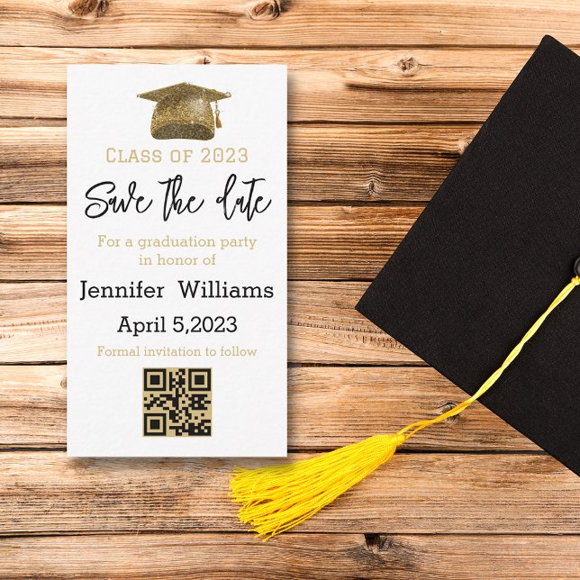 qr-Code Save the Date Abschluss Gold Ankündigung (Von Creator hochgeladen)