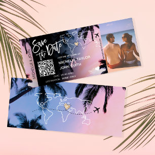 QR-Code Save the Date Boarding Pass Palm Beach Einladung