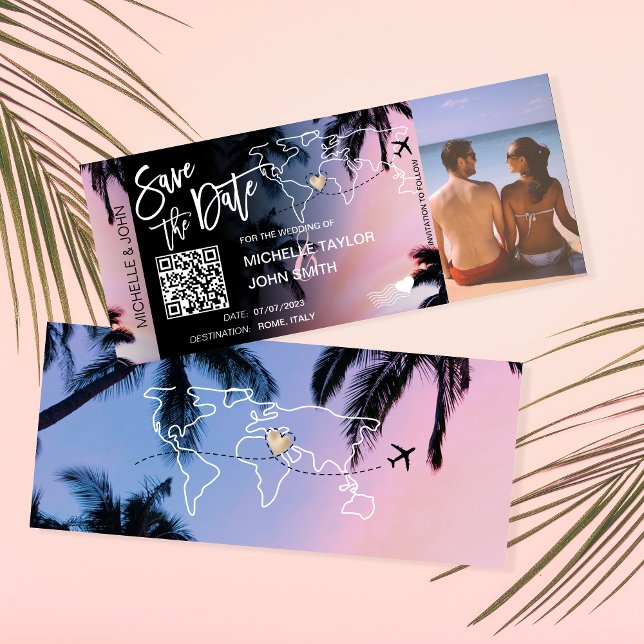 QR-Code Save the Date Bordkarte Palm Beach Einladung (Von Creator hochgeladen)