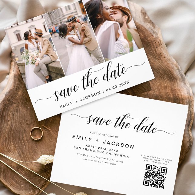 QR-Code - Save the Date Modernes Elegant-3-Foto Flyer (Von Creator hochgeladen)