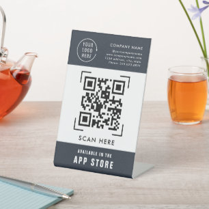 QR Code Scan App Store   Firmenlogo Sockelschild