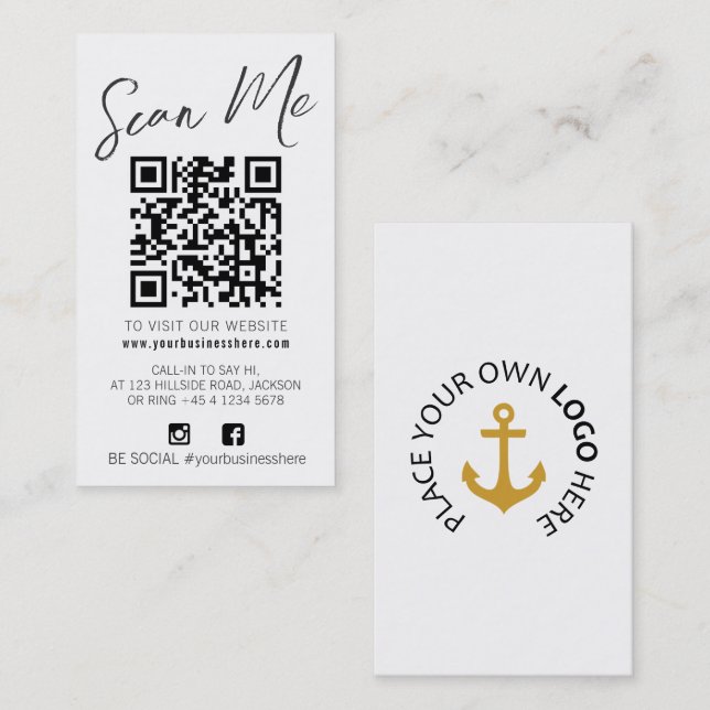 Qr code scan black white simple social logo  visitenkarte (Vorne/Hinten)