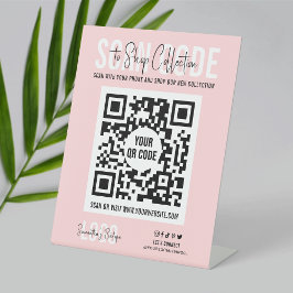 QR-Code-Scan für benutzerdefinierte Logos in Pink  Sockelschild