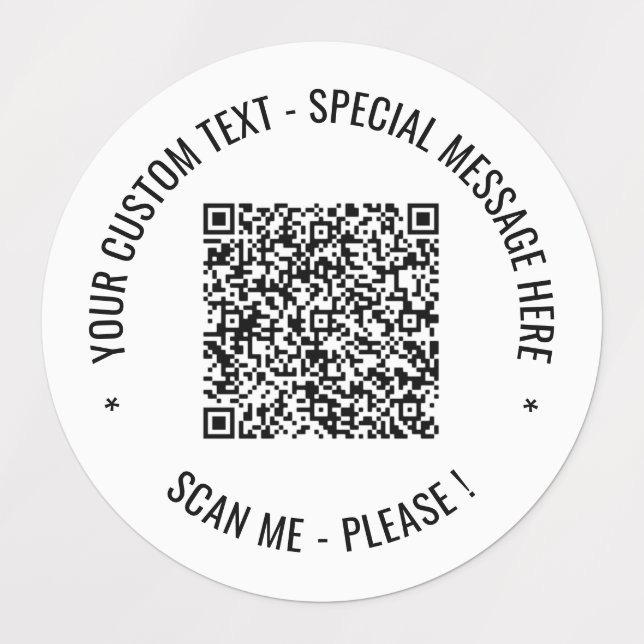 QR Code Scan Info Benutzerdefinierte Text- und Far Etiketten (Design 1)