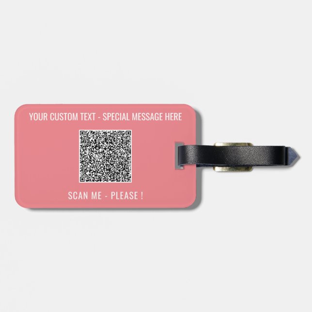 QR Code Scan Info Benutzerdefinierte Textfarben Ge Gepäckanhänger (Rückseite horizontal)