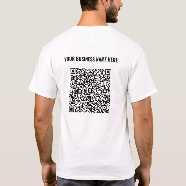 QR-Code-Scan-Info Benutzerdefinierter Text-Busines T-Shirt (Rückseite)