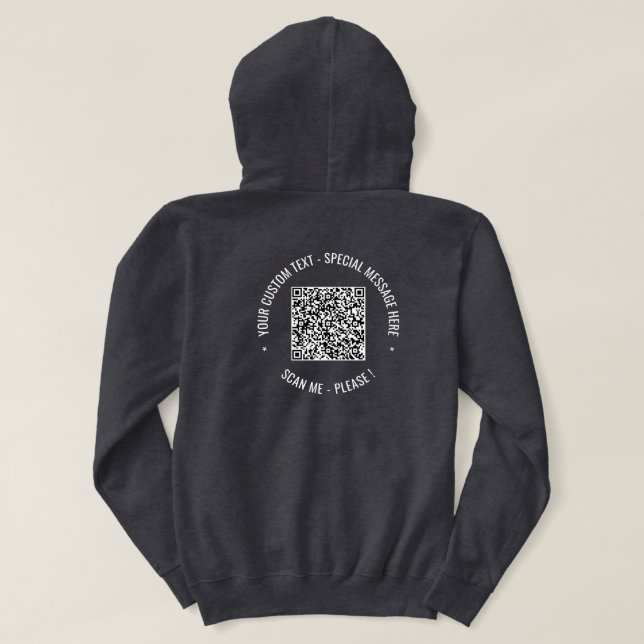 QR Code Scan Info Benutzerdefinierter Text für Ihr Hoodie (Design Rückseite)