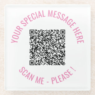 QR Code Scan Info Benutzerdefinierter Text-Glass-U Glasuntersetzer