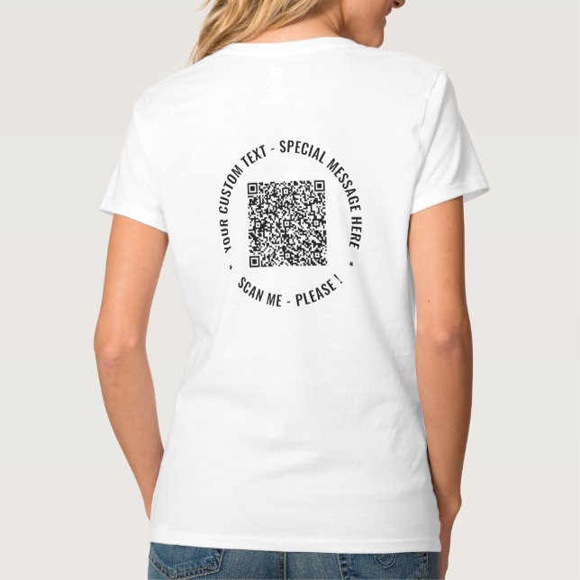 QR Code Scan Info Benutzerdefinierter Text Ihr lus T-Shirt (Rückseite)