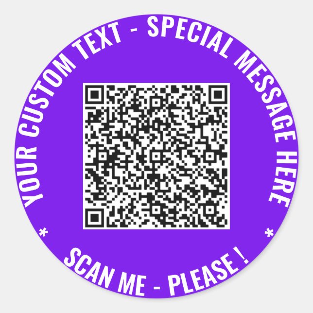 QR Code Scan Info Benutzerdefinierter Text Sticker (Vorderseite)